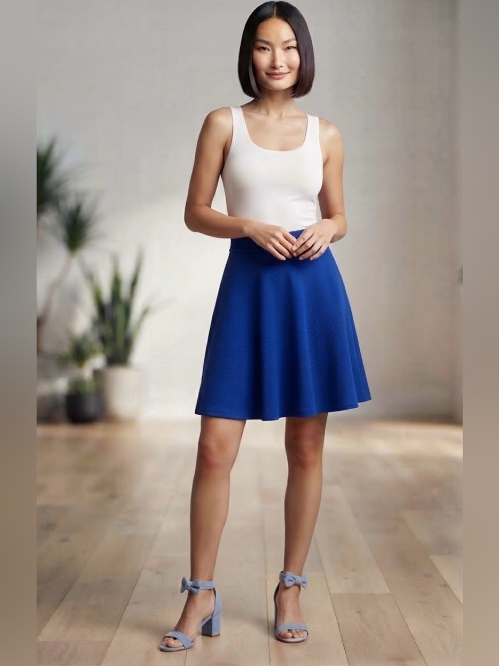 Classic Blue Circle Skirt for Women